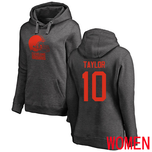 Cleveland Browns Taywan Taylor Women Ash Jersey #10 NFL Football One Color Pullover Hoodie Sweatshirt->women nfl jersey->Women Jersey